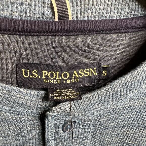 U.S. POLO ASSN SPACE DYE THERMAL HENLEY Sz S Men’s Blue NWT🏷 - Picture 13 of 14